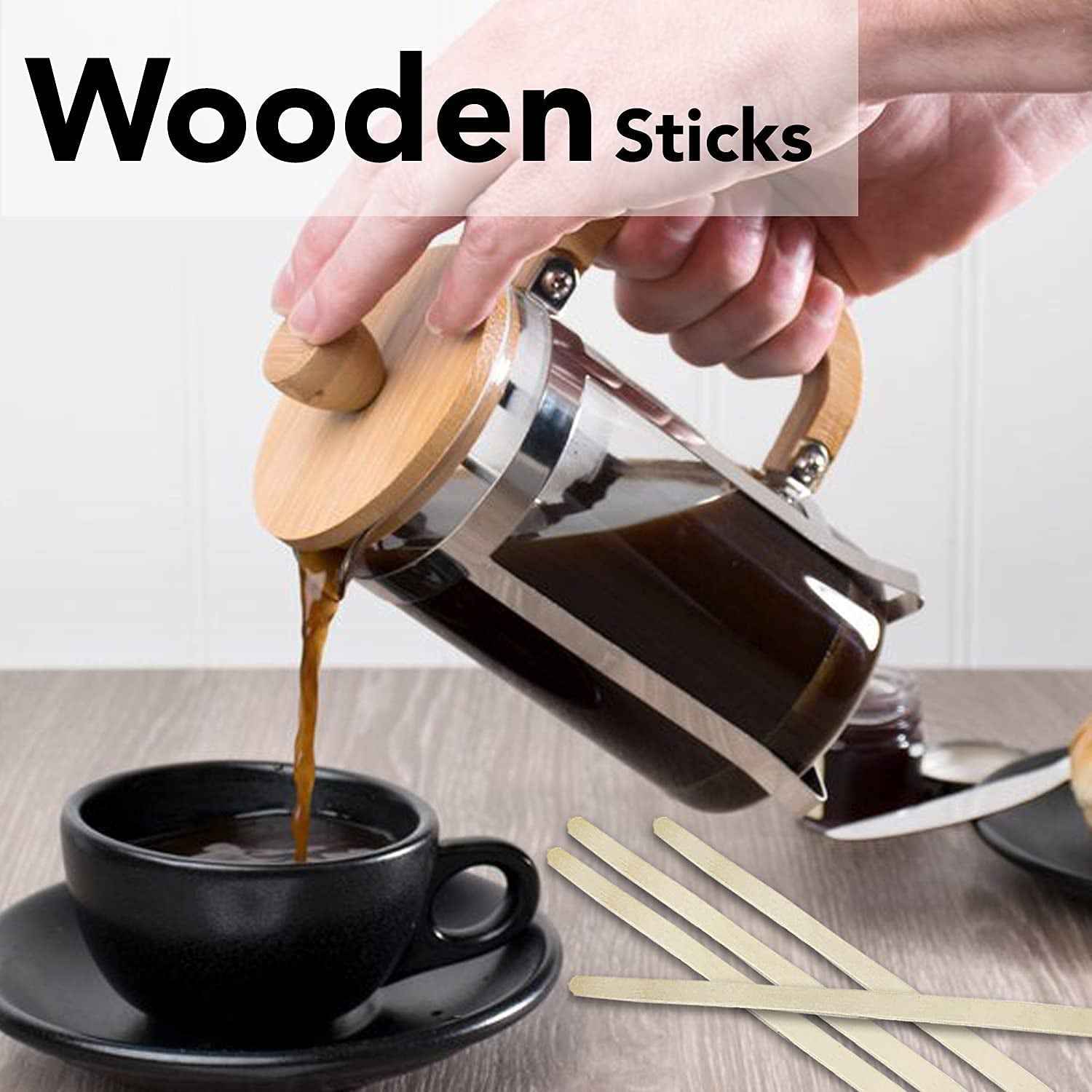 Wooden Coffee Stirrers – Eco-Friendly Smooth Birchwood 30 Pcs