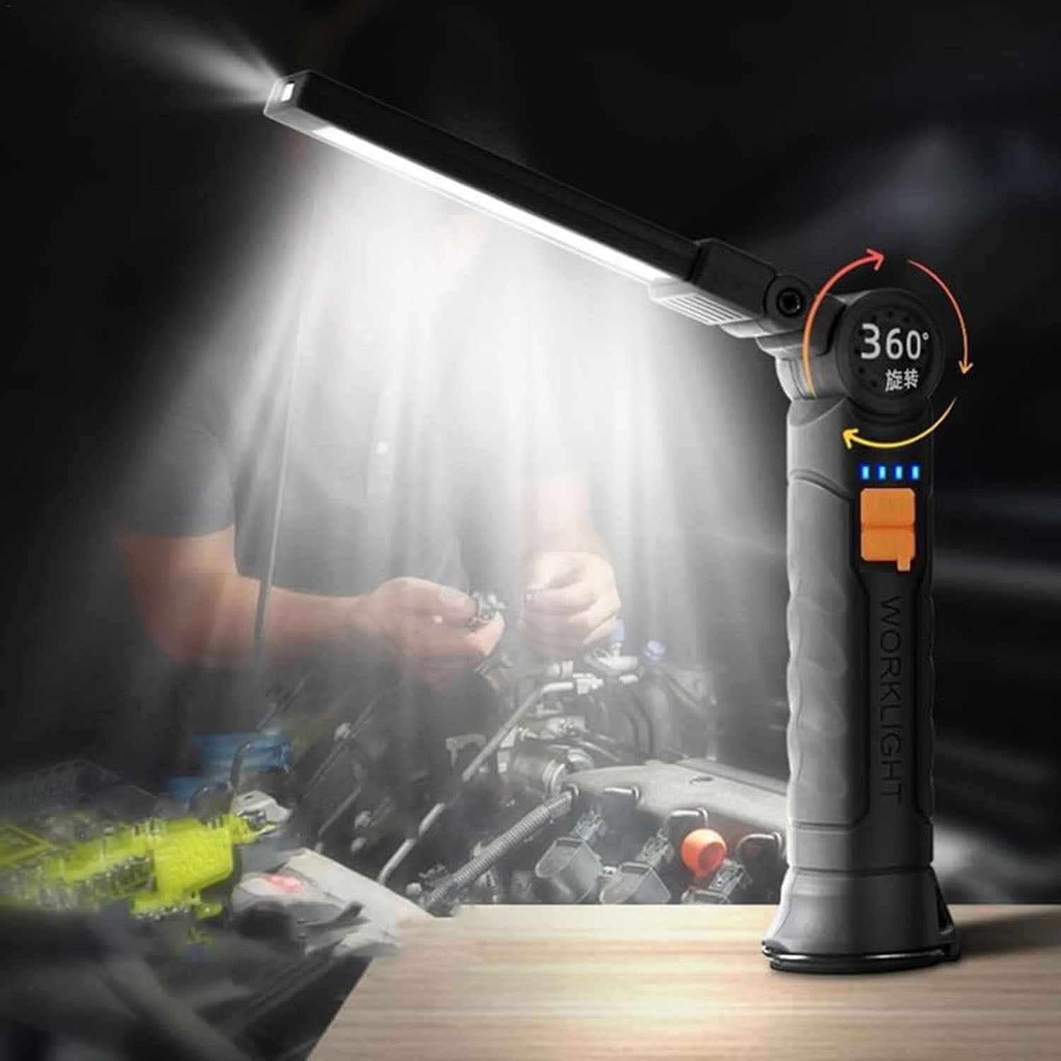 Rechargeable LED Work Light – 360° Adjustable Head & Magnetic Base