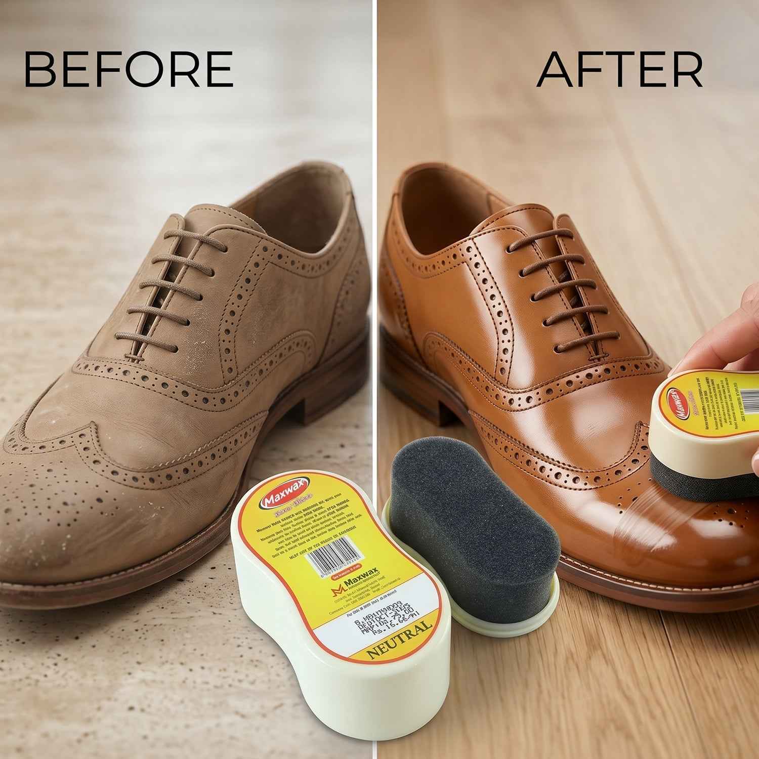 Maxwax Neutral Shoe Shiner Ð Compact Quick Shine & Care Solution