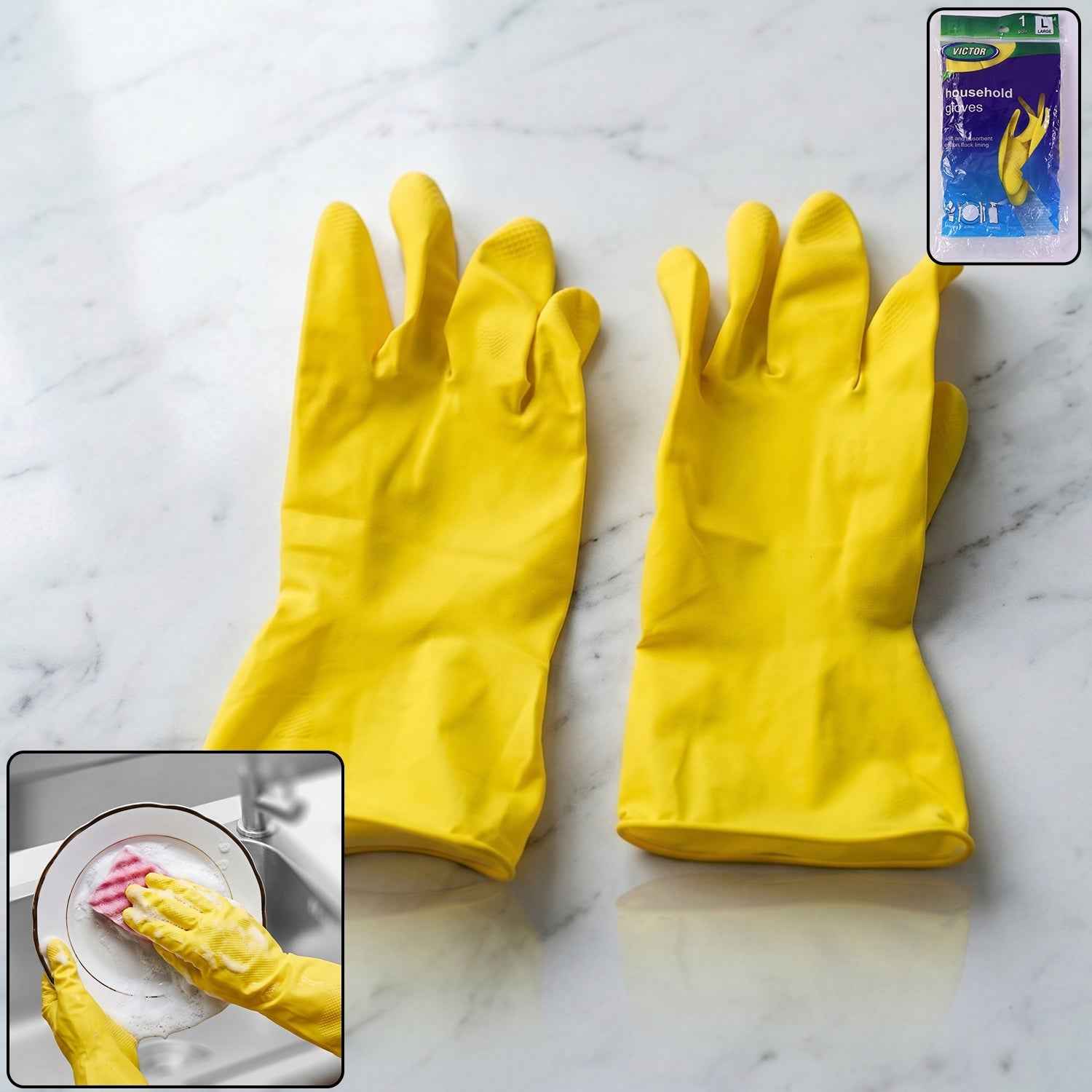 Waterproof Rubber Gloves Ð Durable & Reusable for Household Tasks