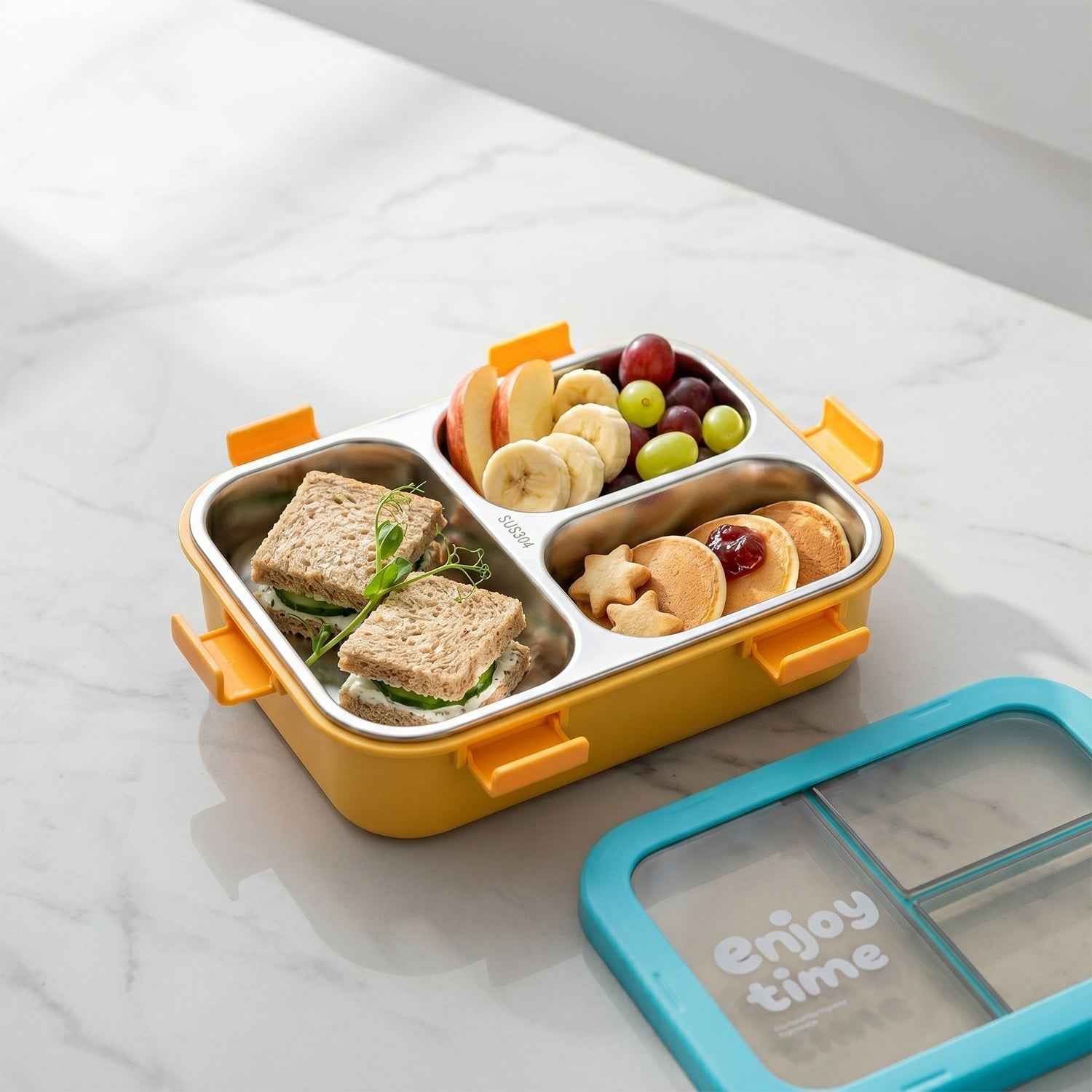 Airtight 3 Compartment Stainless Steel Lunch Box Ð Food Organiser