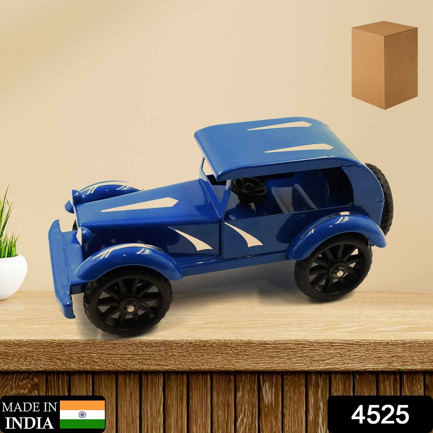Side profile of the unbreakable metal car toy, highlighting its robust construction.