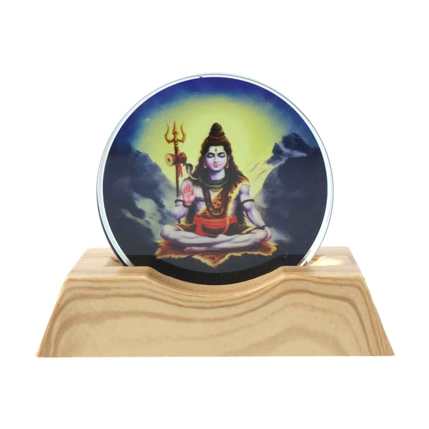 Lord Shiva LED Night Lamp – 3D Creative Wooden Base Light