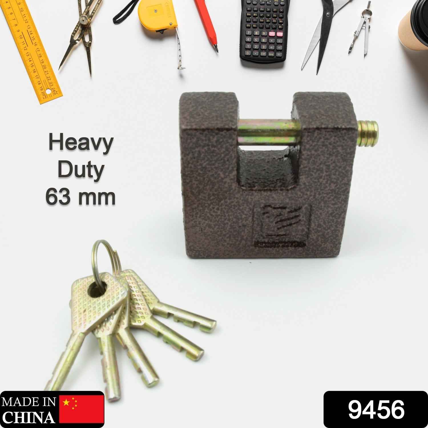 Iron Door Lock – Heavy Duty Brass Core 63mm | FitFuzion