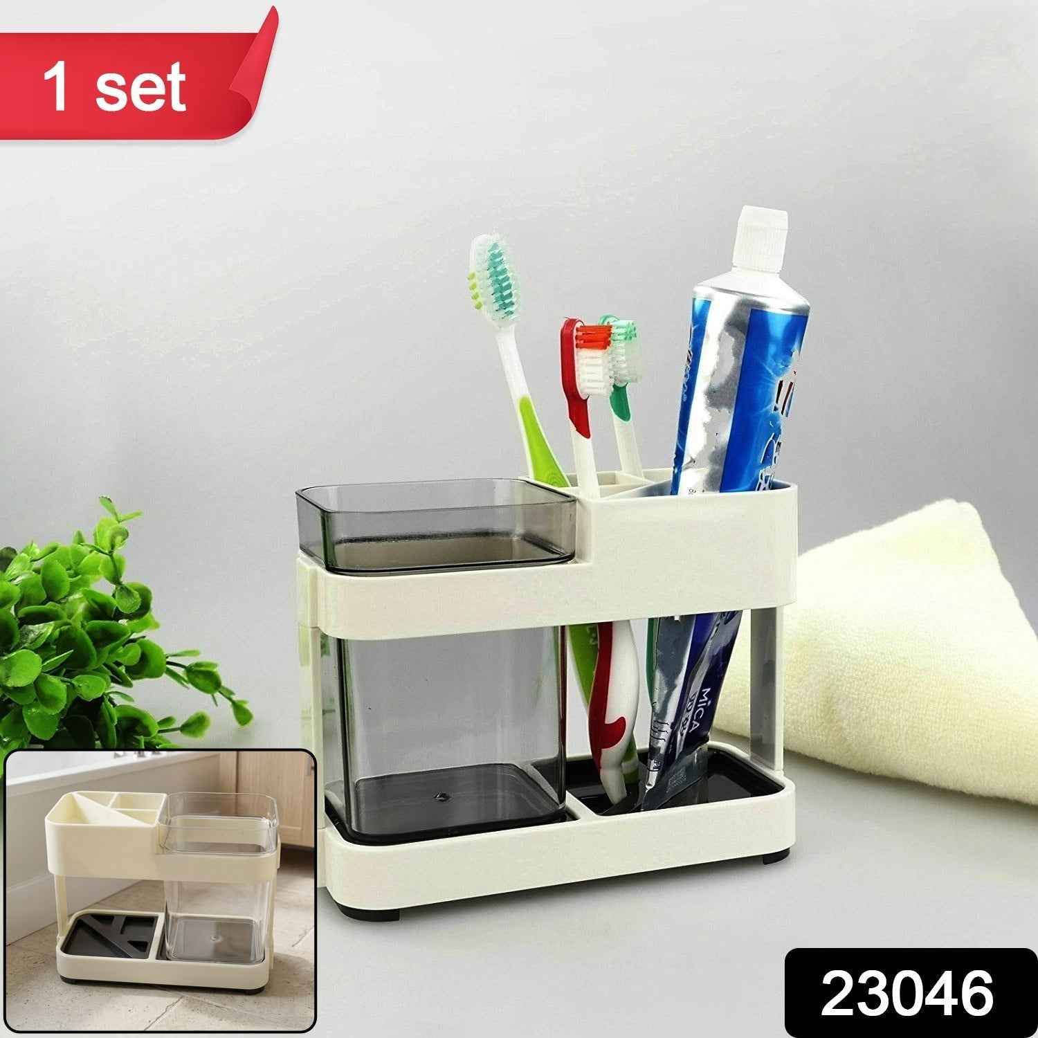 Multipurpose Toothbrush & Toothpaste Stand Holder – Space-Saving Organizer