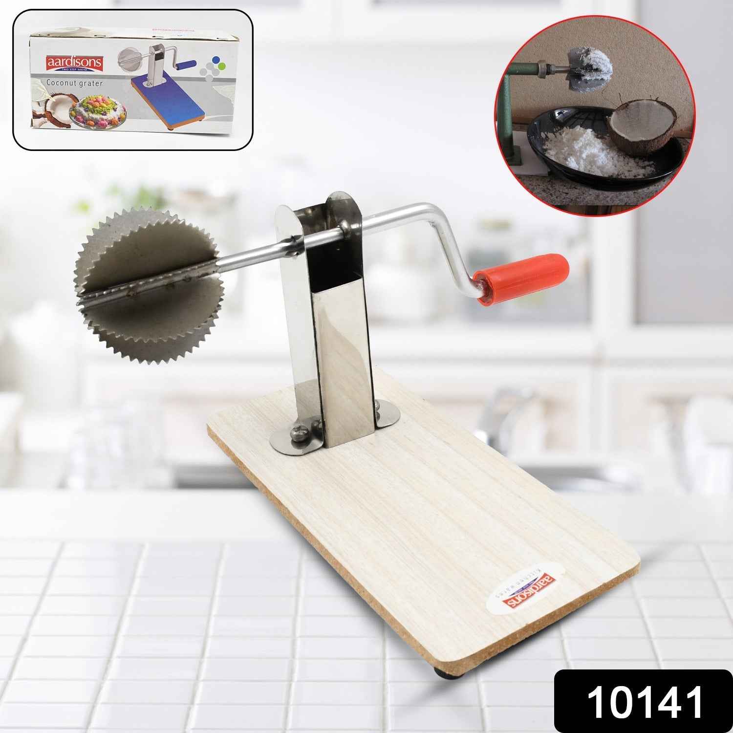 Coconut Scraper with Wooden Base – Safe & Durable | Quickslice