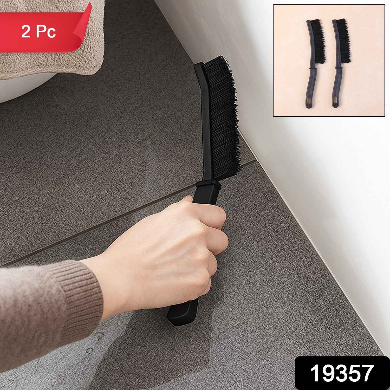 Long Handle Corner Cleaning Brush – Stiff Bristle 2 Pc Set