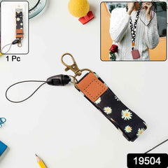 Short neck lanyard featuring floral pattern and metal clip hook for badges