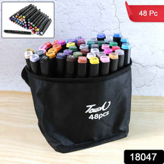 Sketch Markers Set – 48 Vibrant Dual-Tip Colors with Carrying Case