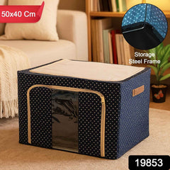 Foldable Steel-Frame Clothes Storage Box – Dust-Proof Organizer