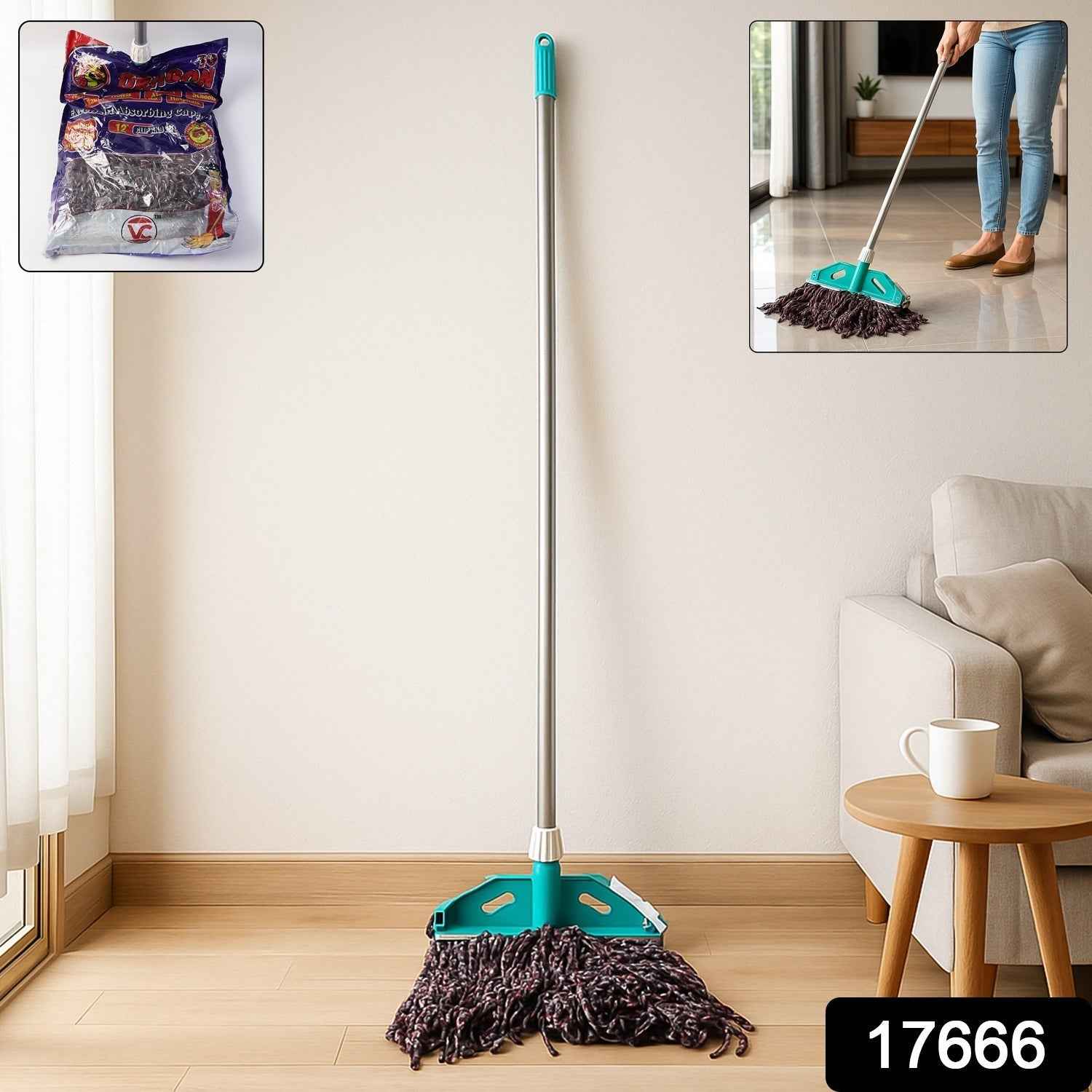 Cotton Yarn Floor Mop – Super Absorbent with Long Handle