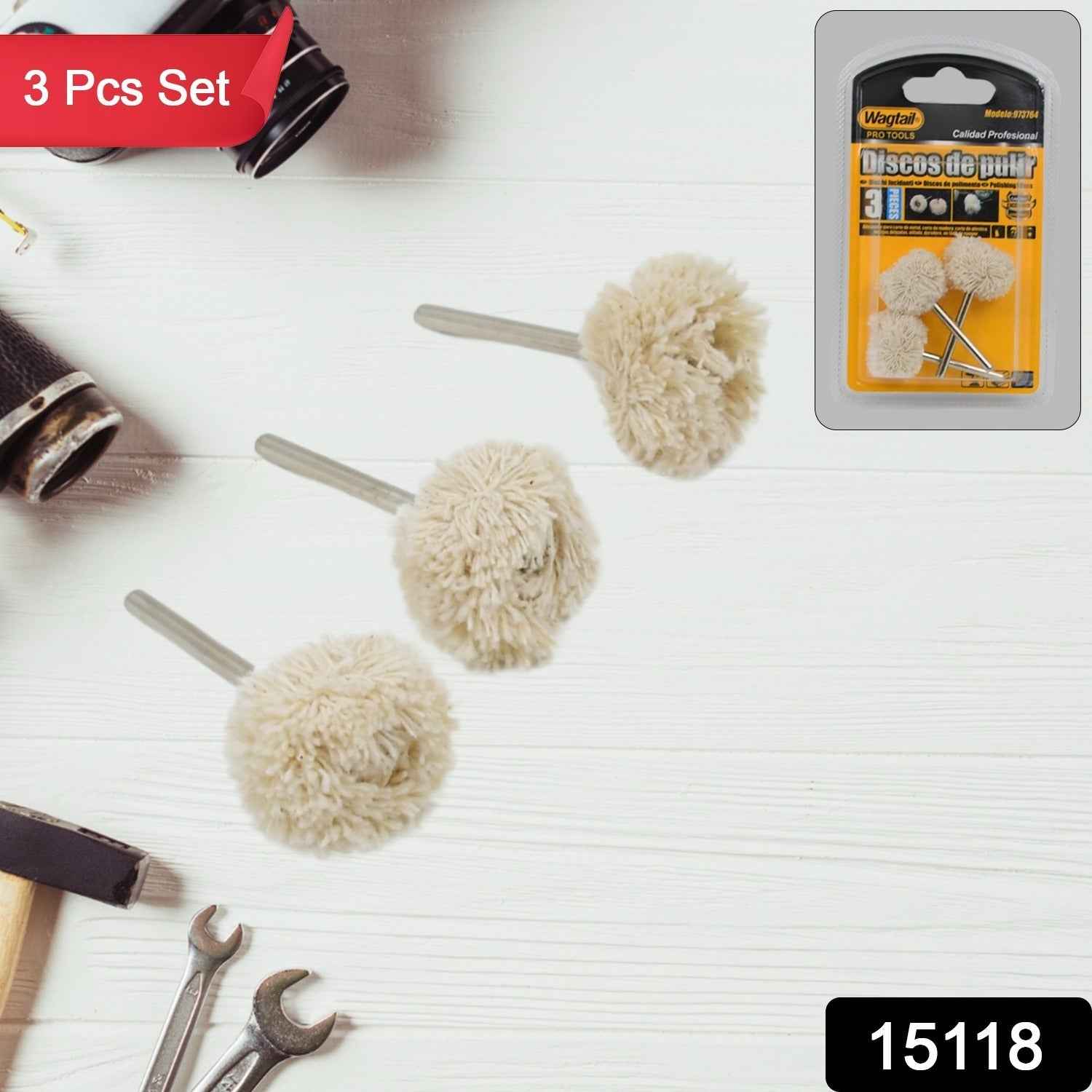 A Dremel rotary tool showcasing the versatile cotton buffing wheels in use.