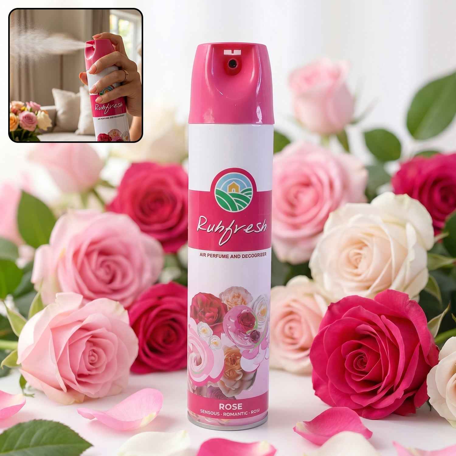 Rose Air Freshener Spray Ð Long Lasting Floral Scent in 220 ML