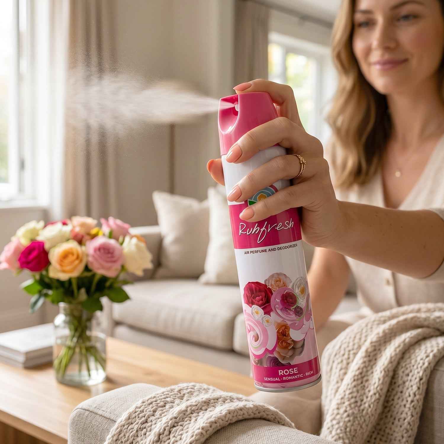 Rose Air Freshener Spray Ð Long Lasting Floral Scent in 220 ML