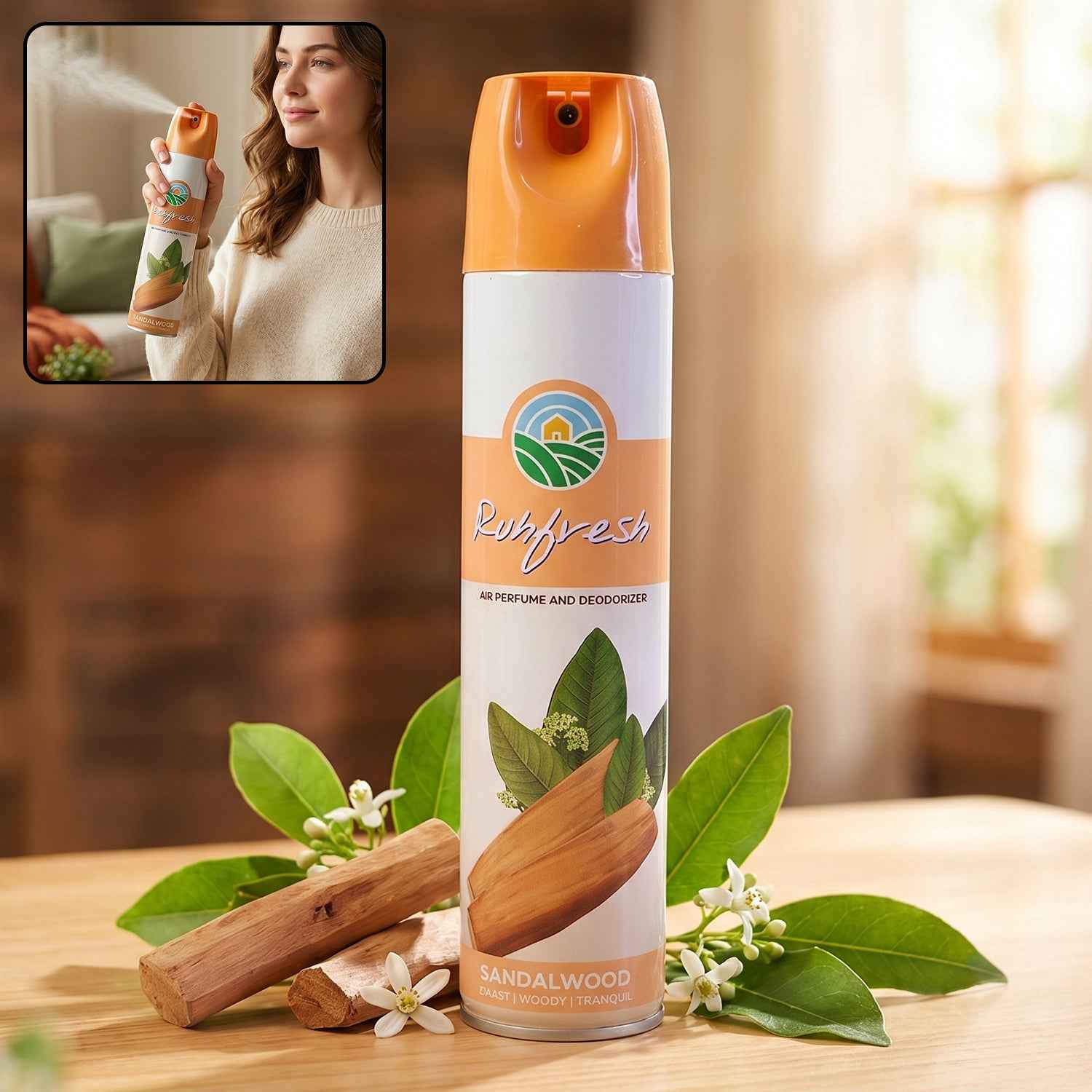 Sandalwood Air Freshener Spray Ð Long Lasting Fragrance for Homes & Offices