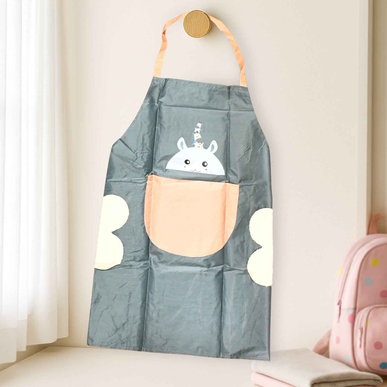 Cartoon Animal Kitchen Apron – Durable with Front Pocket