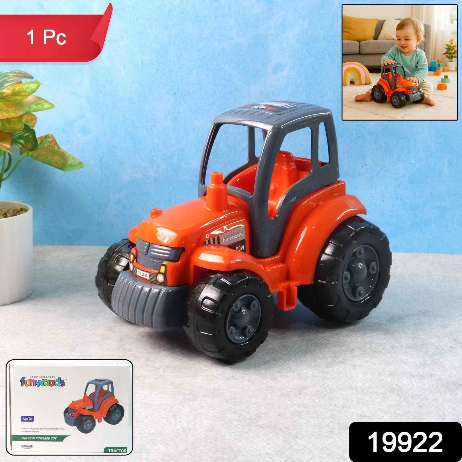 Friction Powered Tractor Toy – Durable Kids Farm Vehicle Play