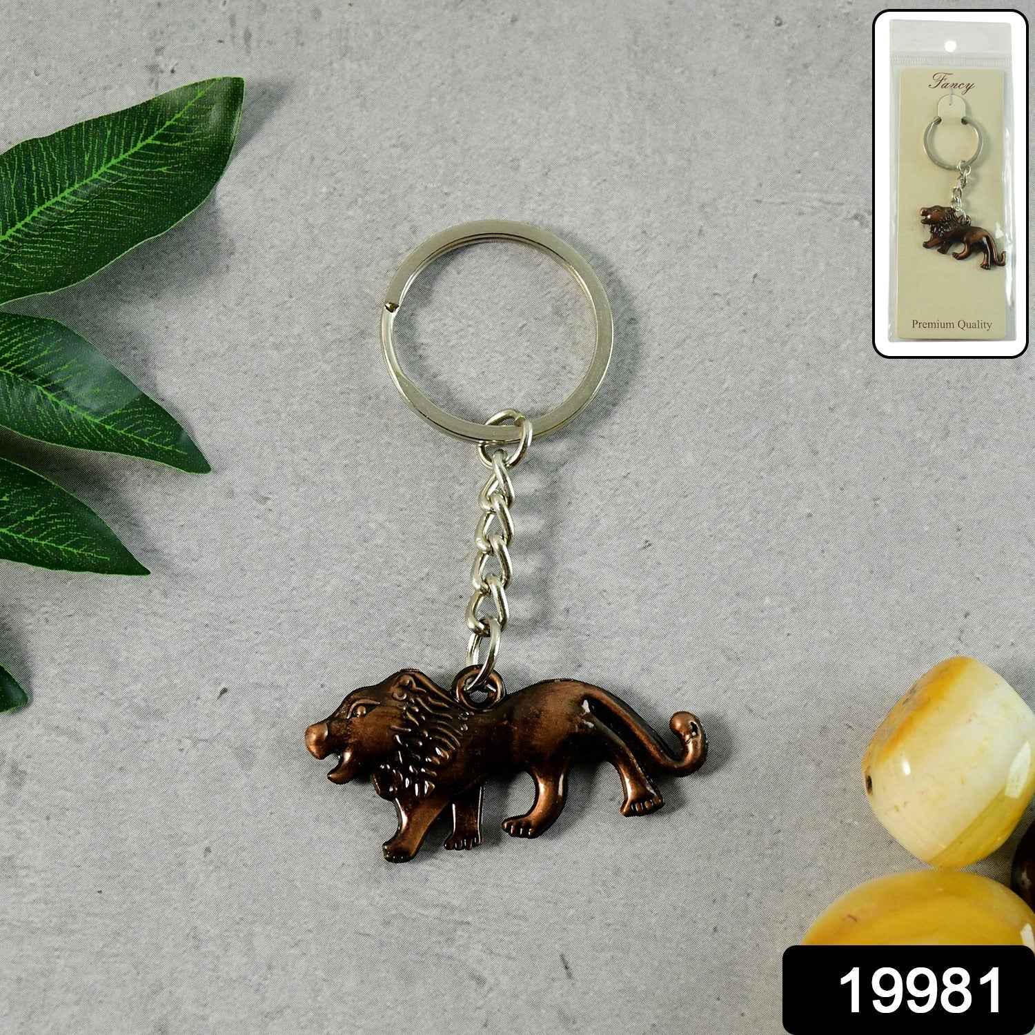 Walking Lion Metal Keychain – Antique Finish Durable Key Holder