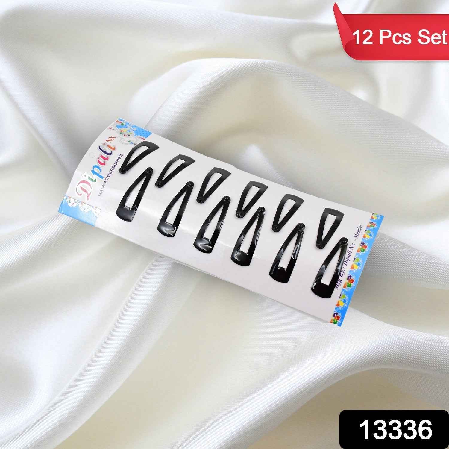 Metal Tic Tac Hair Clips – 12 Pcs Matt Black Set | Calm & Curl