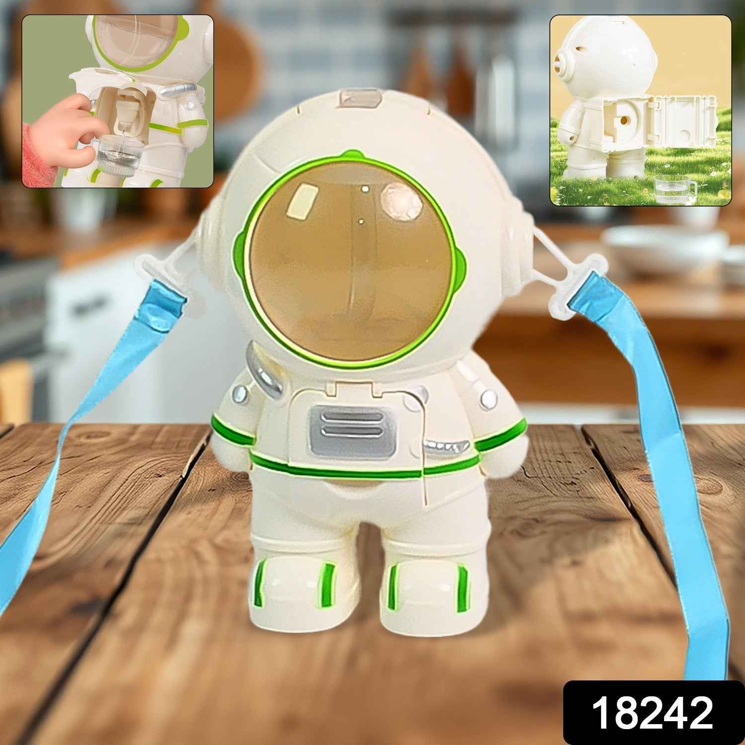 Kids Astronaut Water Bottle – Fun Sipper with Straw & Strap | MixologyPro