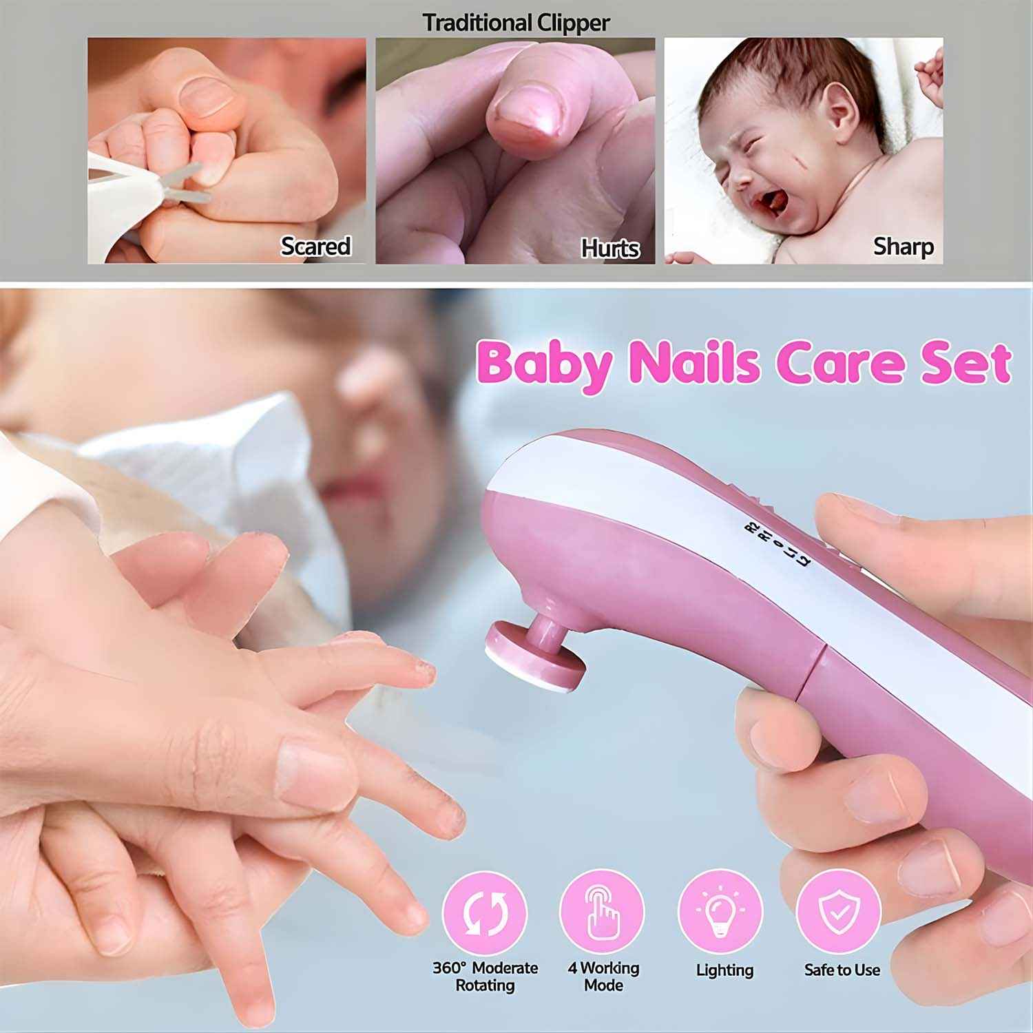 Electric Baby Nail Trimmer – Gentle 6-in-1 Care | Babyova