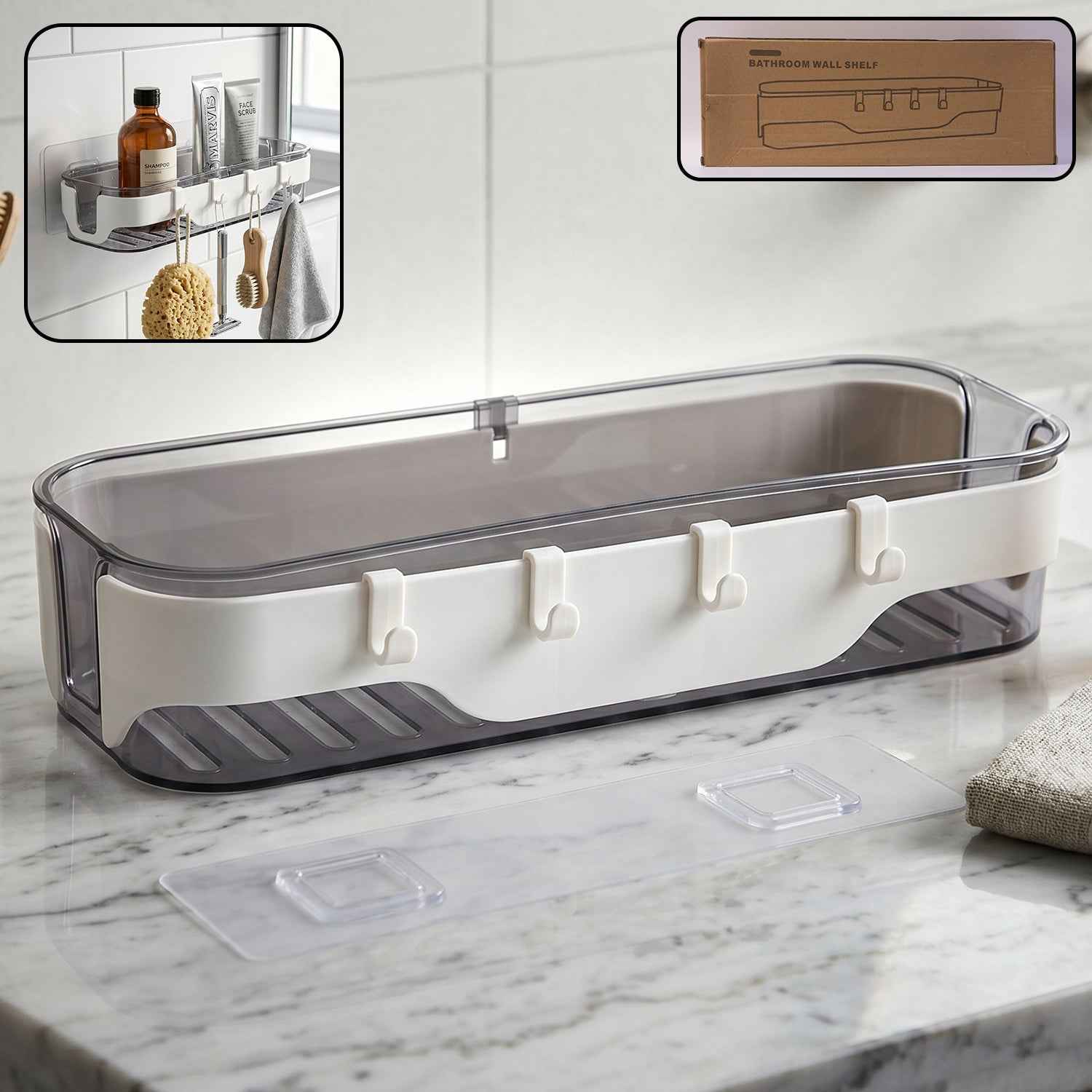 Bathroom Wall Shelf Ð Space-Saving with Hooks & Modern Design