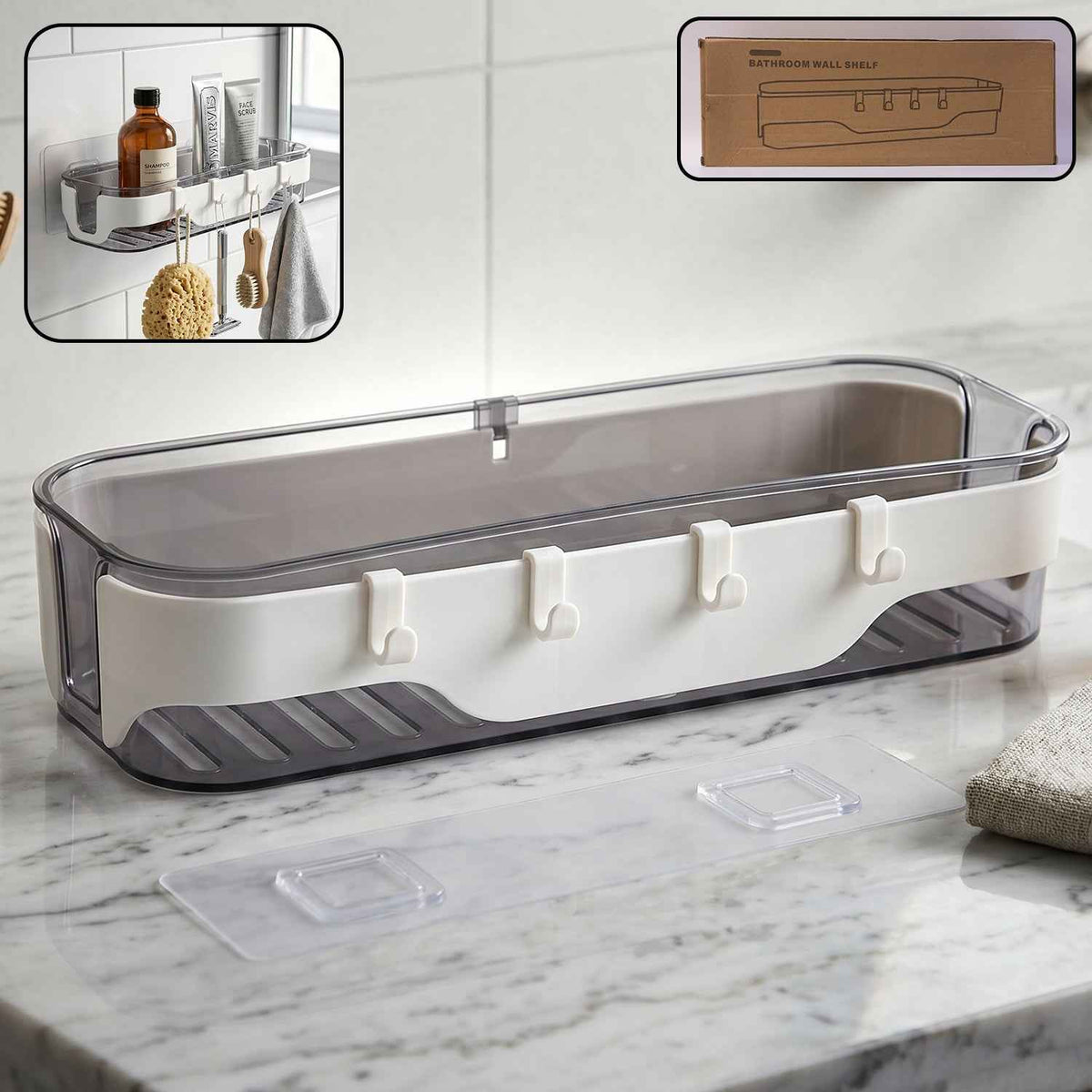 Bathroom Wall Shelf Ð Space-Saving with Hooks & Modern Design