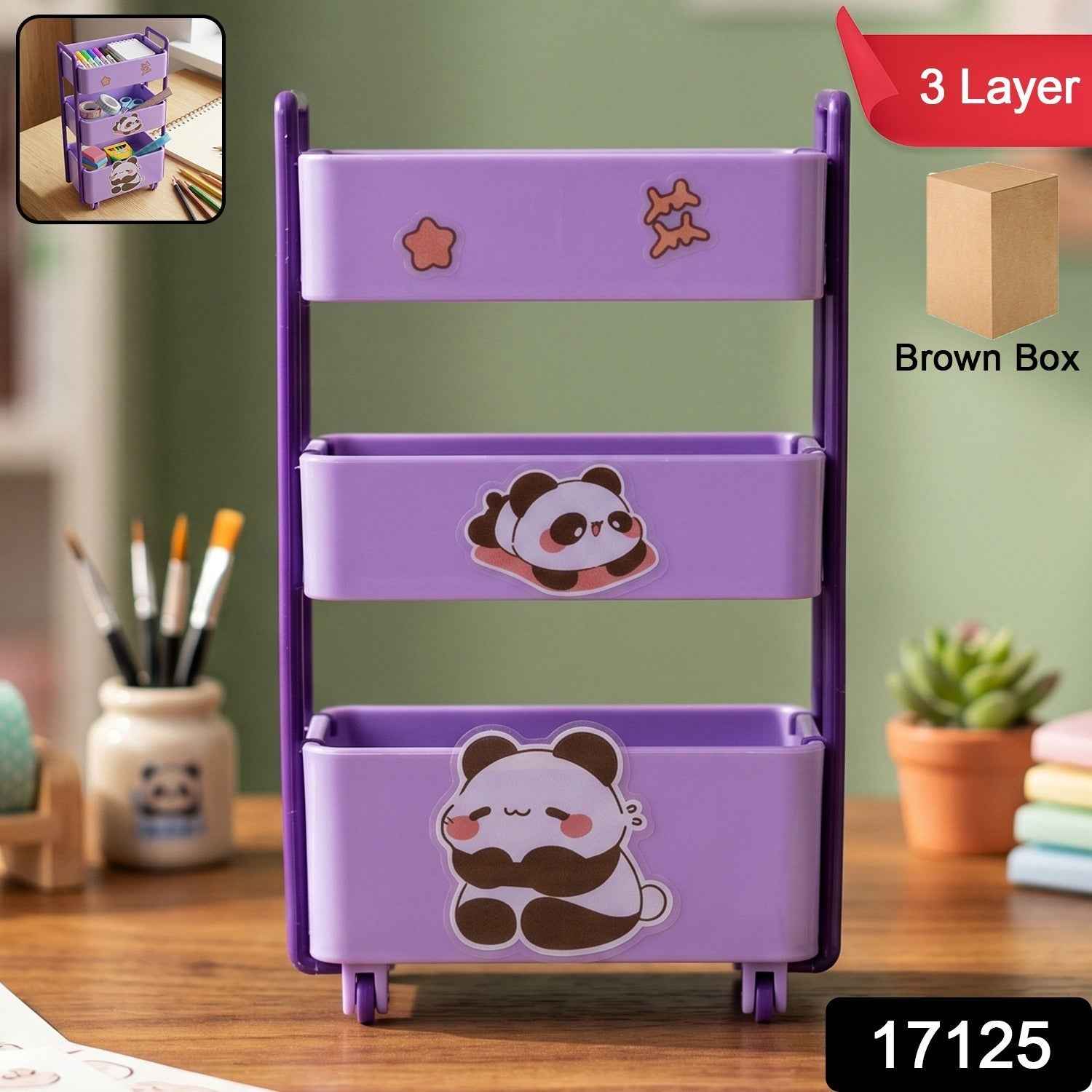Mini Storage Trolley Ð 3-Tier Desk Organizer with Wheels for Kids and Office