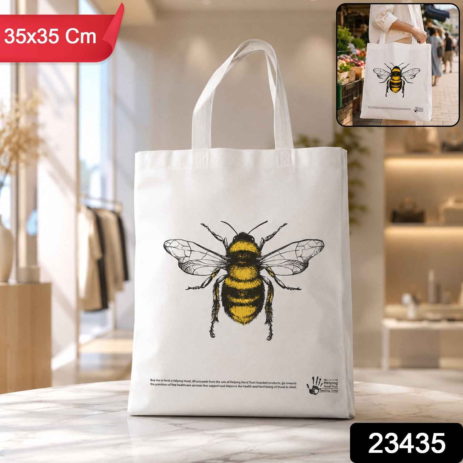 Multipurpose Bee Print Carry Hand Bag Ð Eco-Friendly & Spacious
