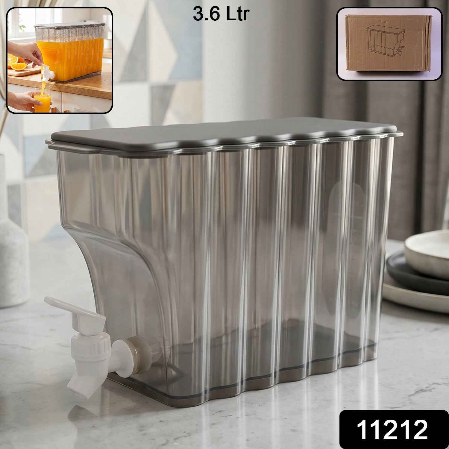 Water Jug with Tap Dispenser Ð 3.6 Litre Compact Plastic Design