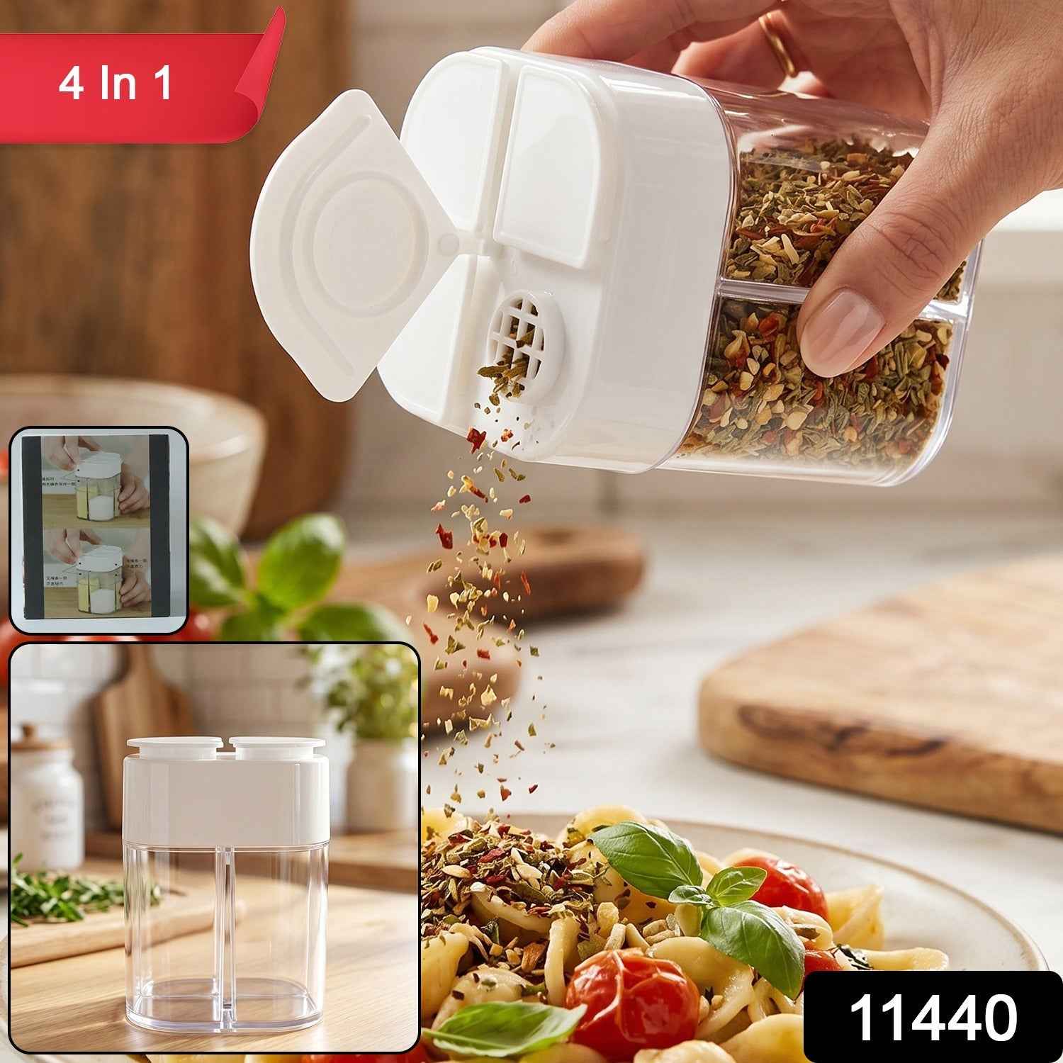 4 Compartment Kitchen Storage Container Ð Space-Saving Organizer