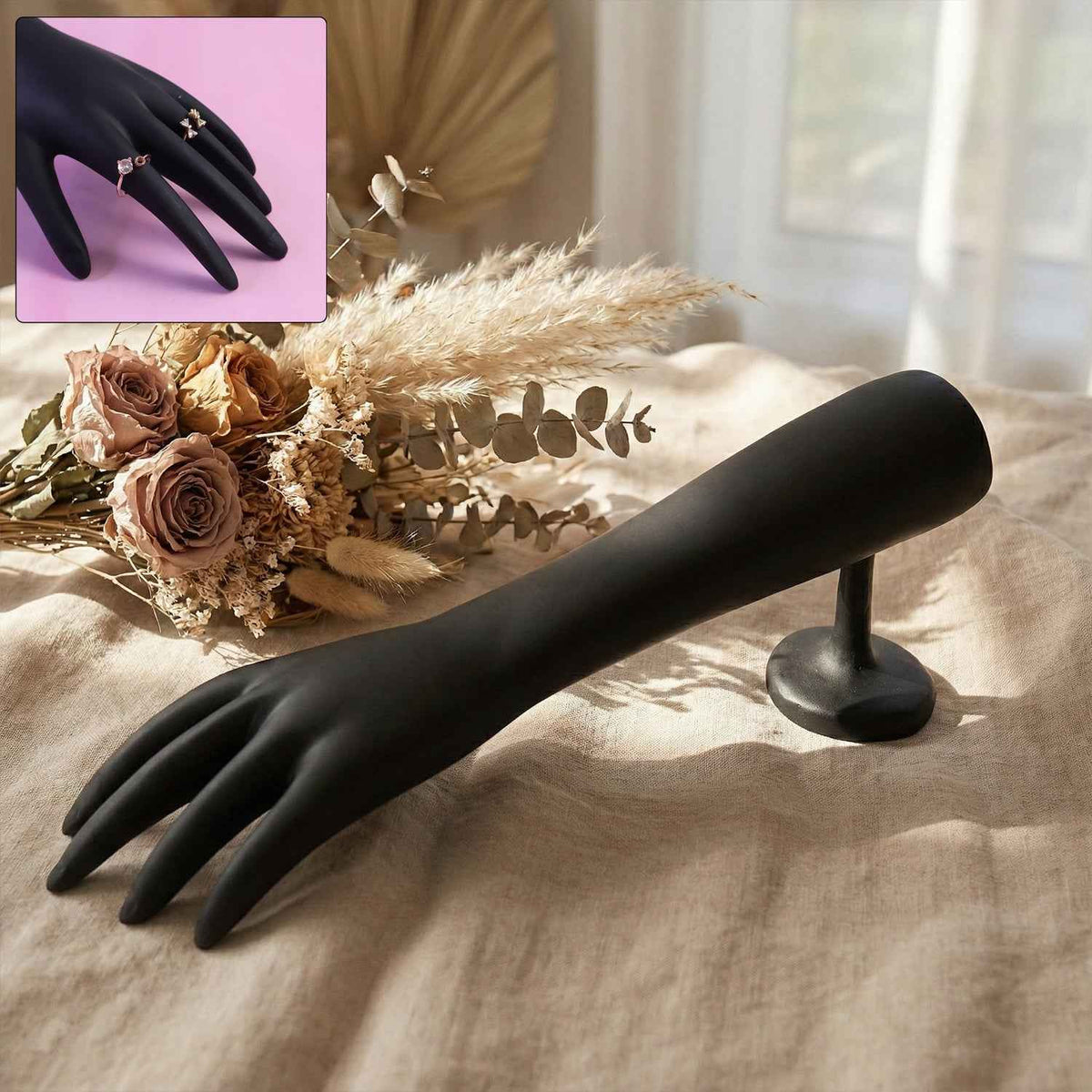 Black Hand Jewelry Display Stand – Elegant Matte Finish Organizer