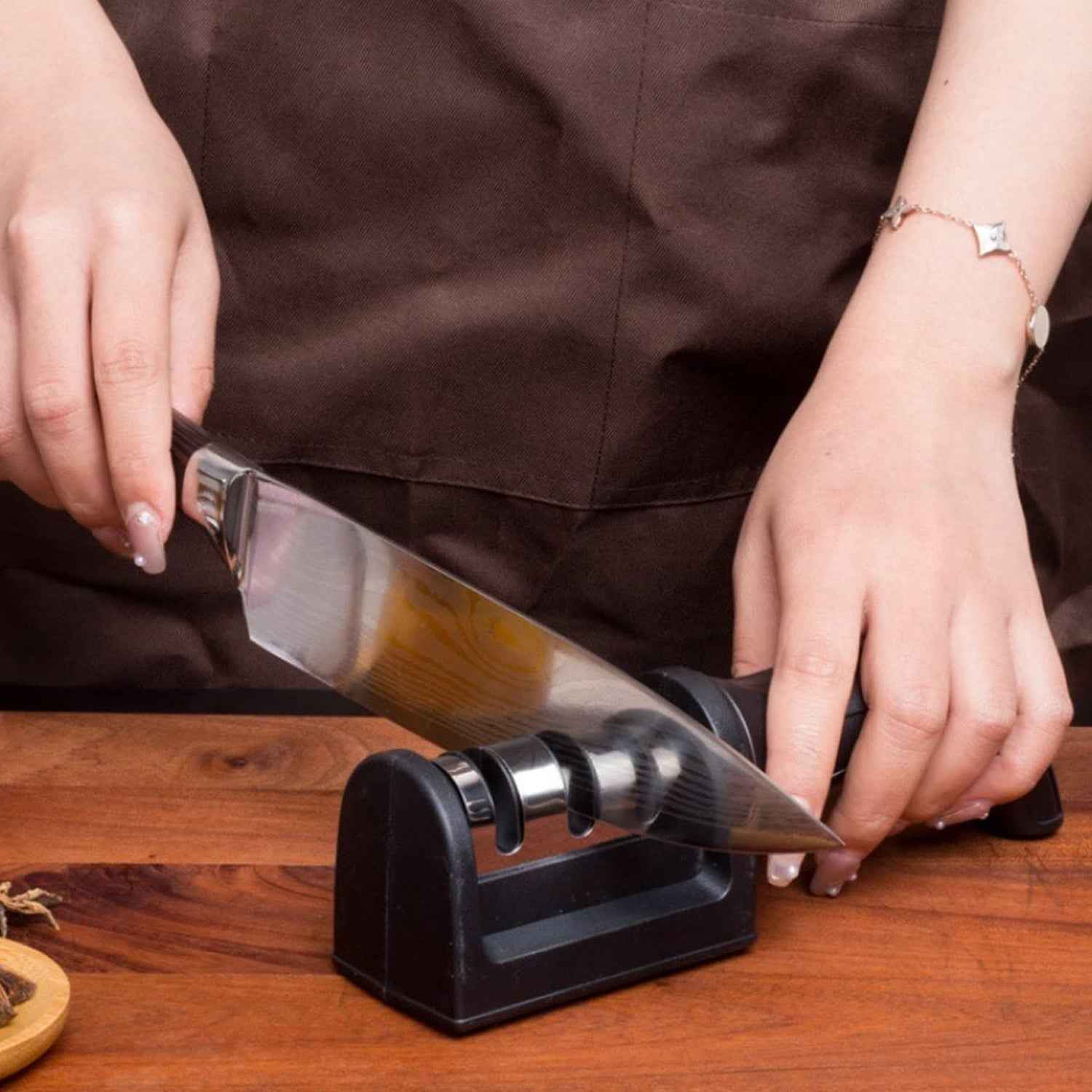 3 Stage Manual Knife Sharpener Tool for Steel and Ceramic Knives Ki...