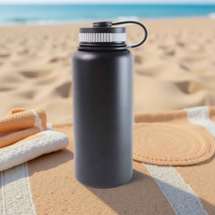 Black Vacuum-Insulated Stainless Steel Water Bottle – 1000ml Durable & Leakproof