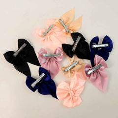 Satin Bow Hair Clip Set – Elegant Double Tail, 10 Pc Assorted Shades