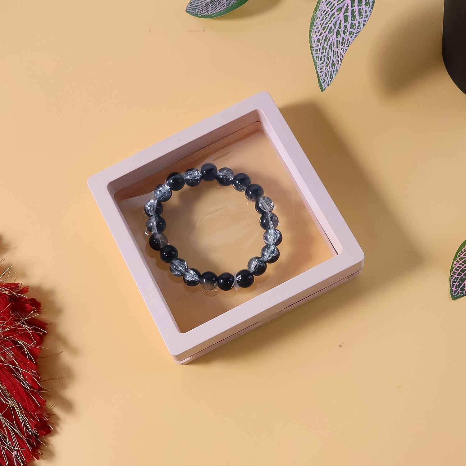 Dual-Tone Crystal Beaded Stretch Bracelet – Elegant & Lightweight