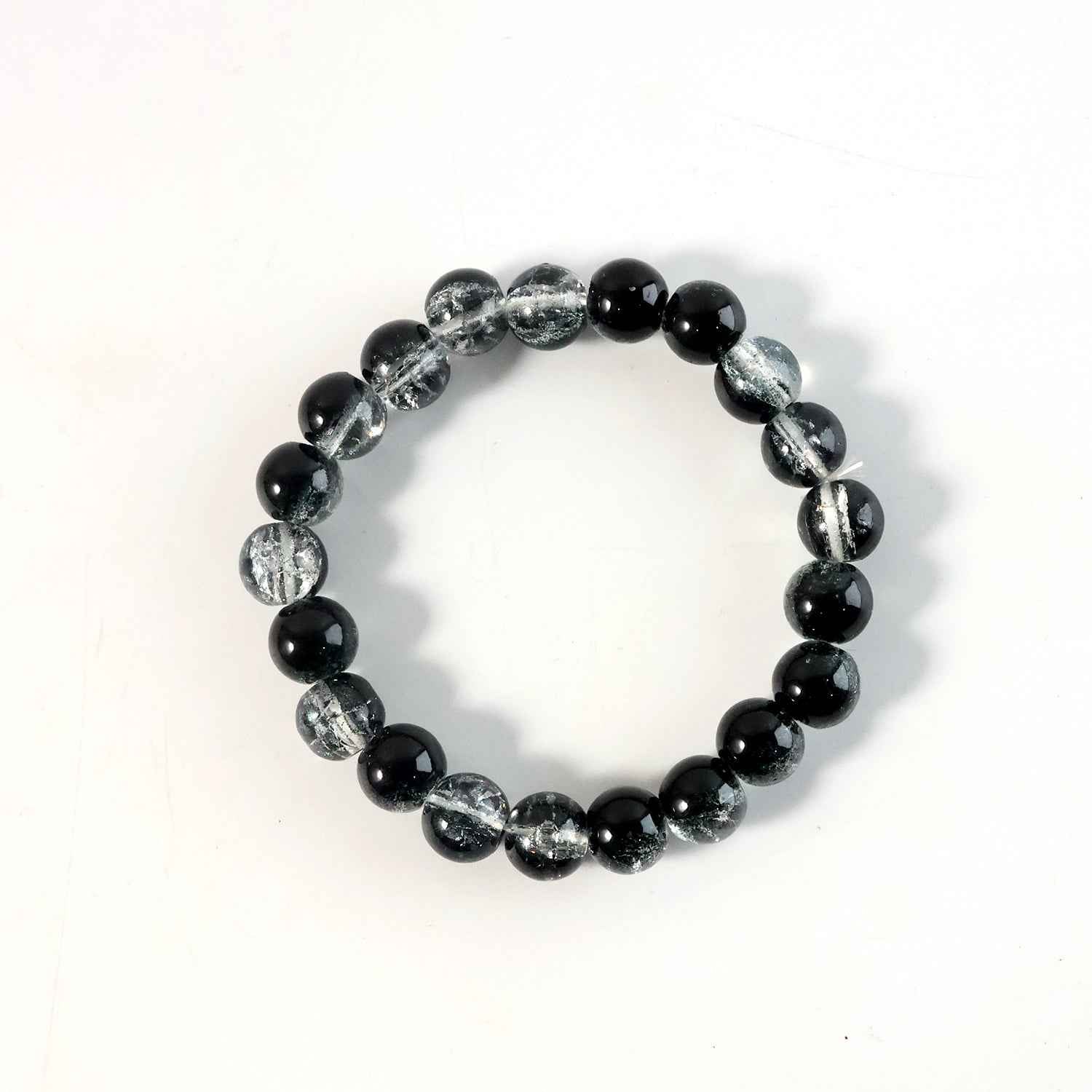 Dual-Tone Crystal Beaded Stretch Bracelet – Elegant & Lightweight