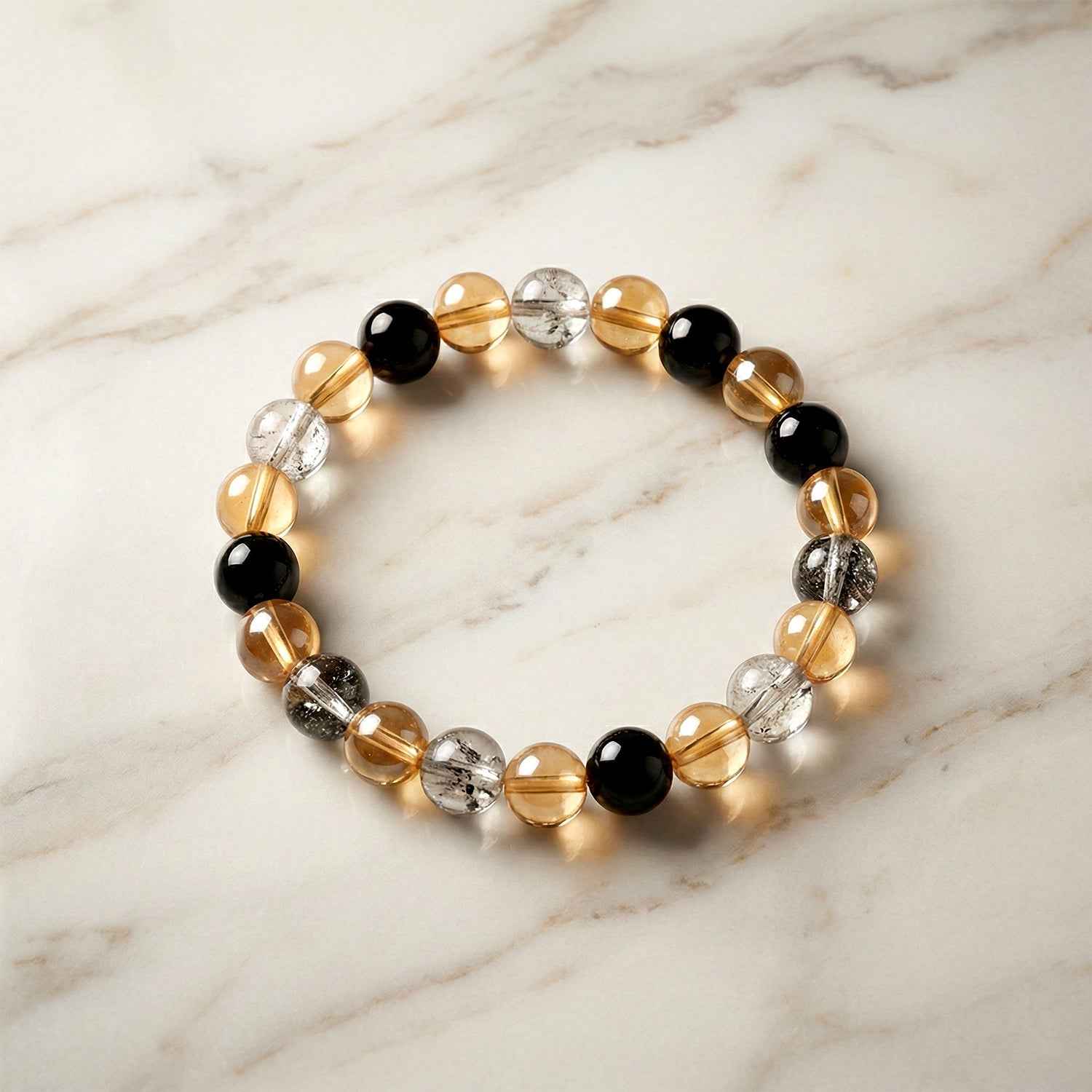 Dual-Tone Crystal Beaded Stretch Bracelet – Elegant & Comfortable