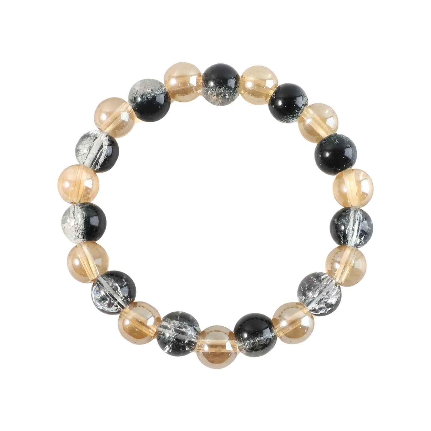 Dual-Tone Crystal Beaded Stretch Bracelet – Elegant & Comfortable