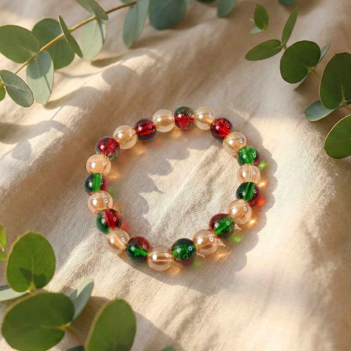 Multicolor Glossy Bead Stretch Bracelet – Stylish Elastic Fit