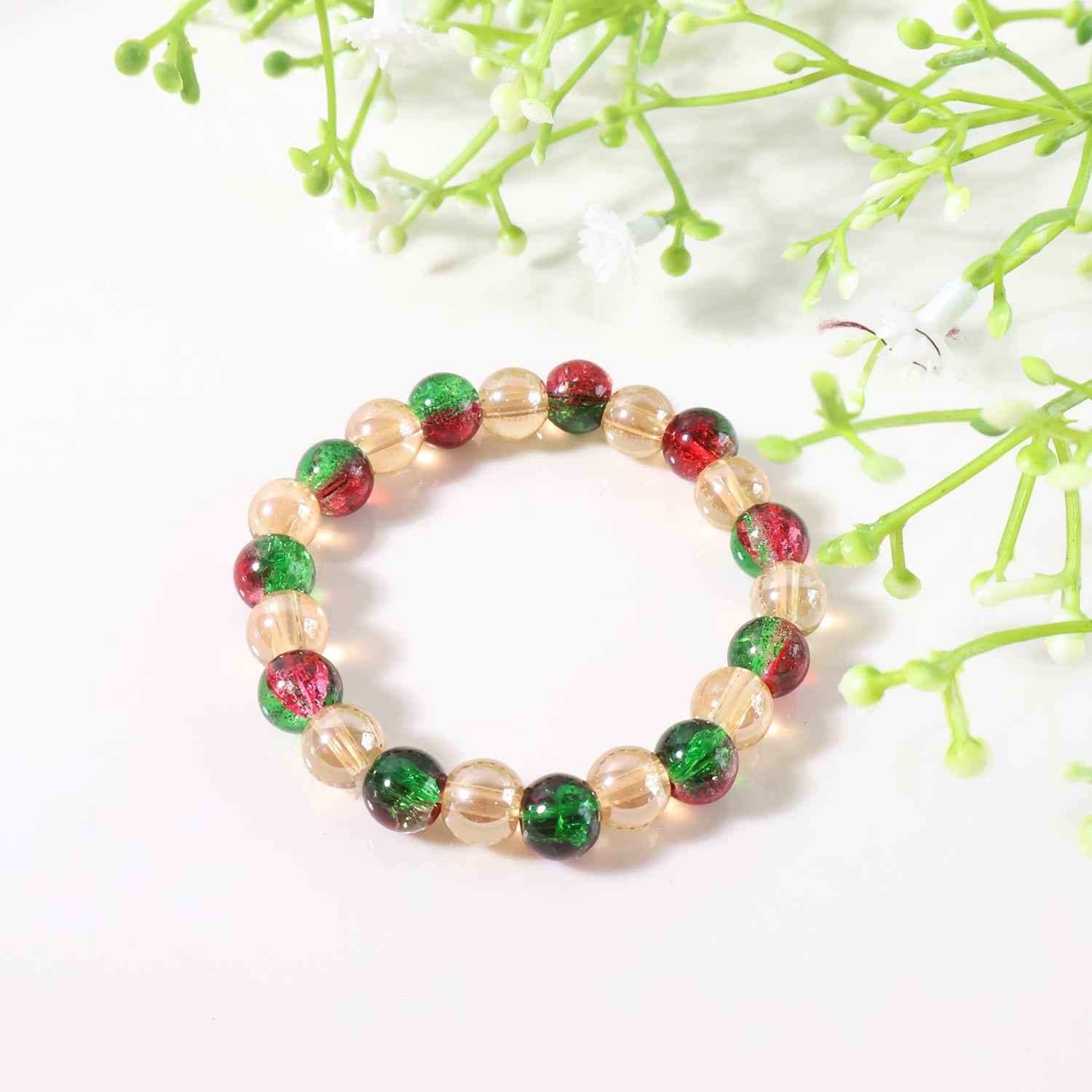 Multicolor Bead Stretch Bracelet – Stylish Glossy Elastic Wristband