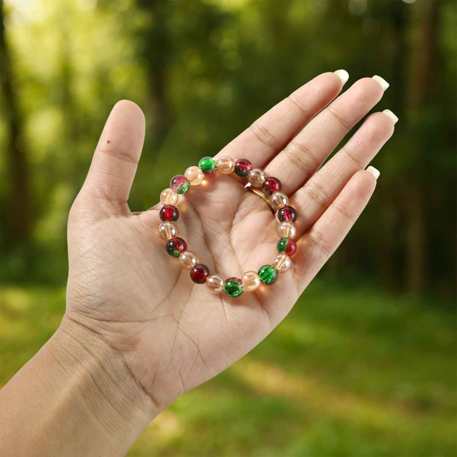 Multicolor Bead Stretch Bracelet – Stylish Glossy Elastic Wristband