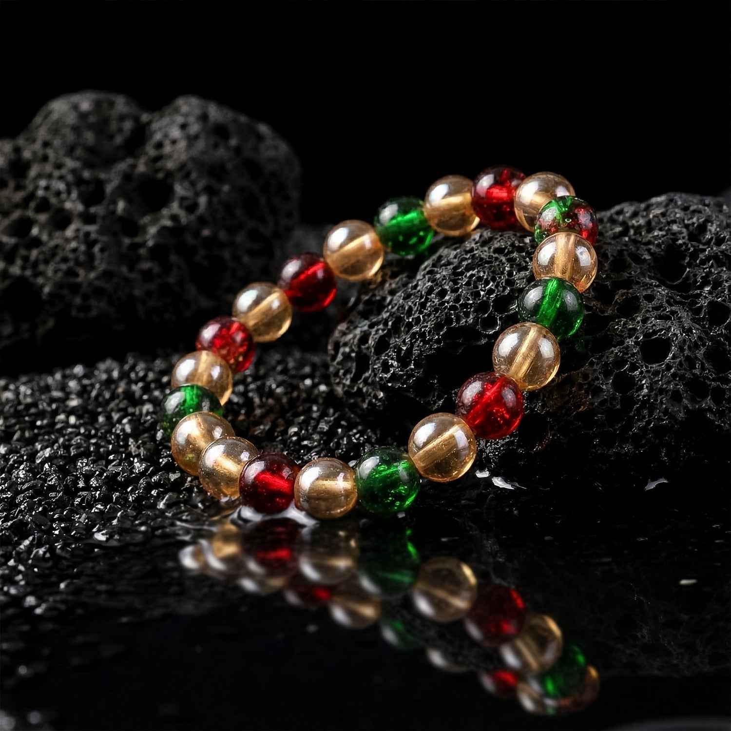 Multicolor Glossy Bead Stretch Bracelet – Stylish Elastic Fit