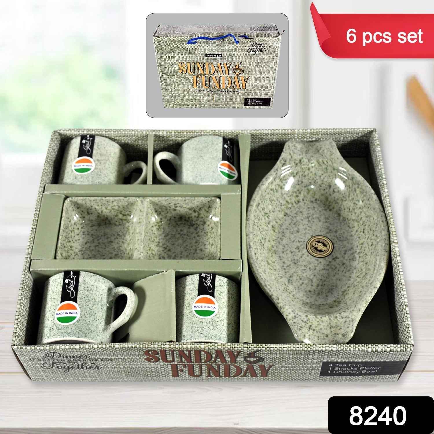 Ceramic Snack & Tea Set – 6-Piece Serving | Serve Stellar