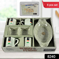 Ceramic Snack & Tea Set – 6-Piece Serving | Serve Stellar
