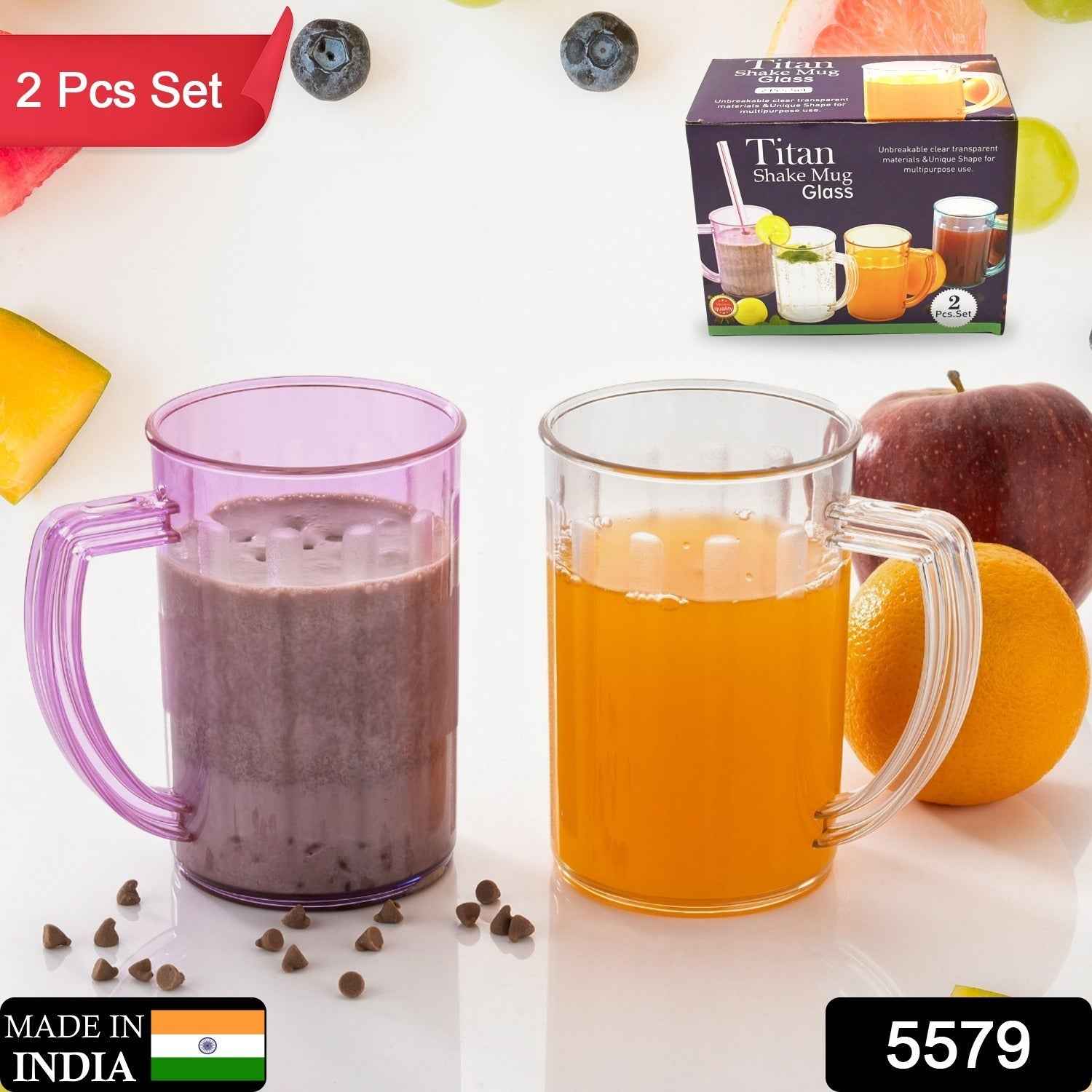 Unbreakable Plastic Glasses – Clear, Handled (Set of 2) | TableNest