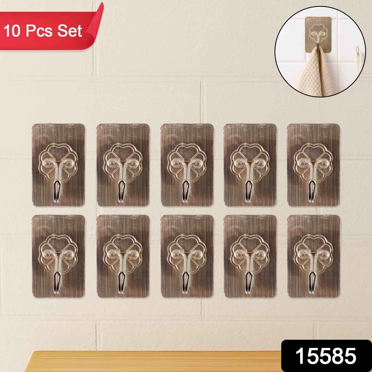 Adhesive Wall Hook – Waterproof Transparent 10-Piece Set