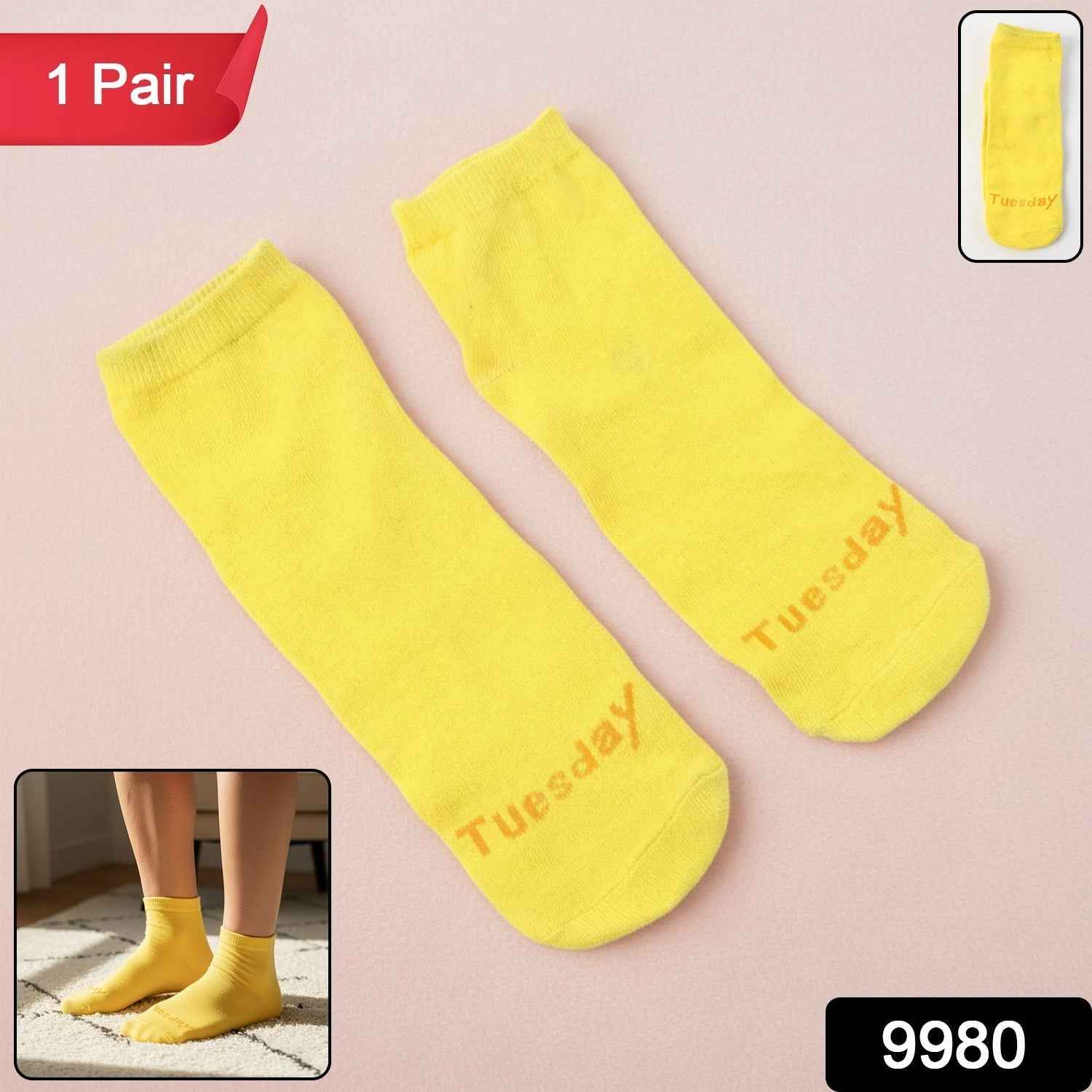 Yellow Casual Socks – Soft Comfort Crew Socks 1 Pair