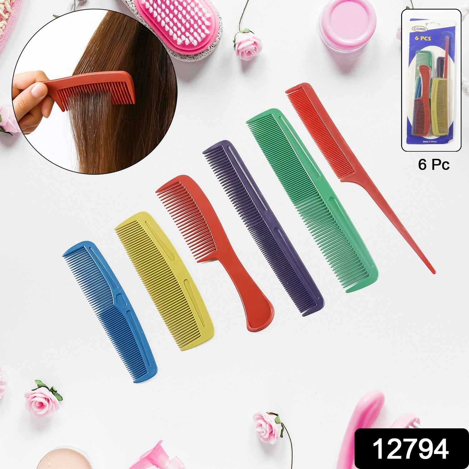 Hair Comb Set – 6-Piece Assorted Styling & Detangling Combs