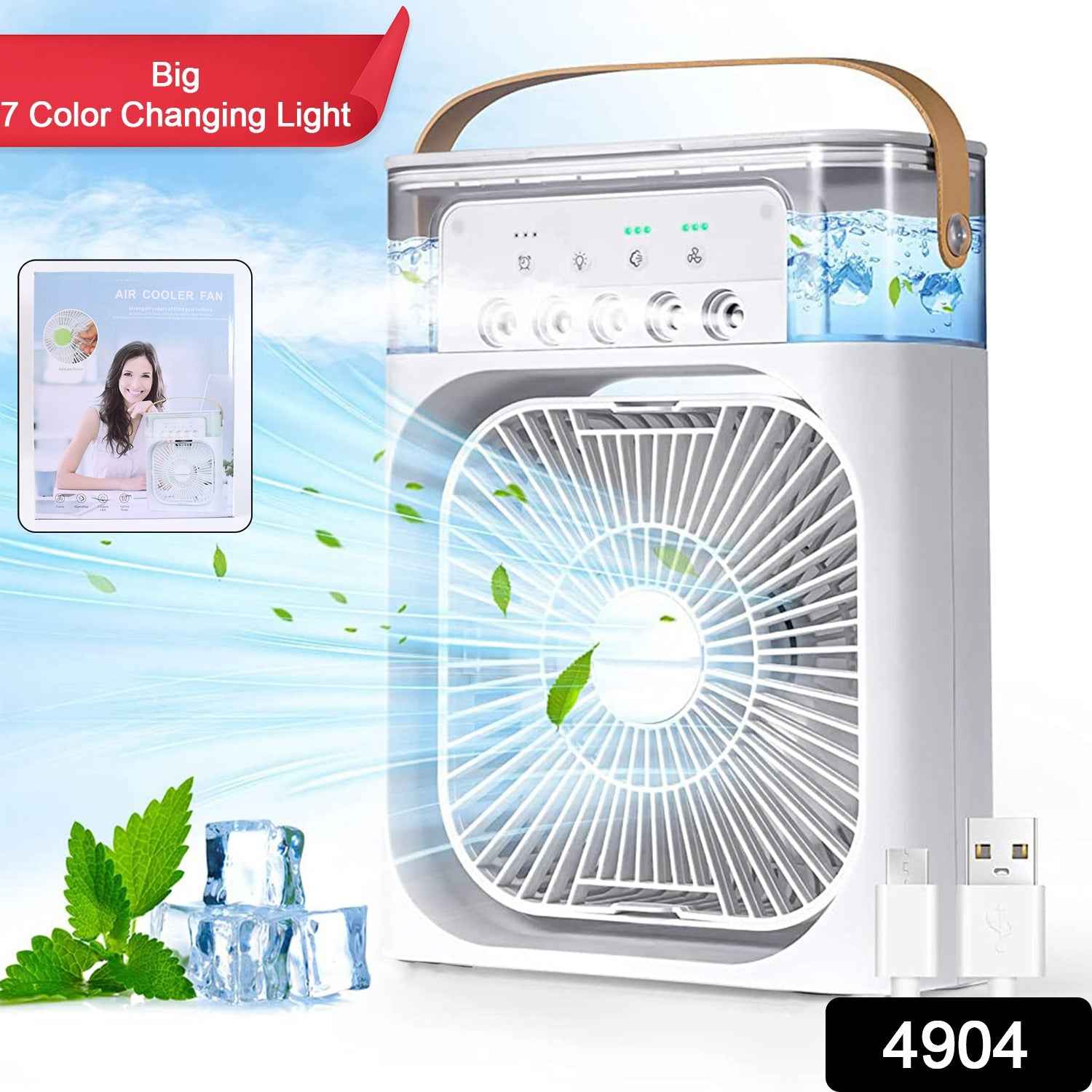Portable Air Cooler Fan Ð Personal Cooling with 7-Color Light